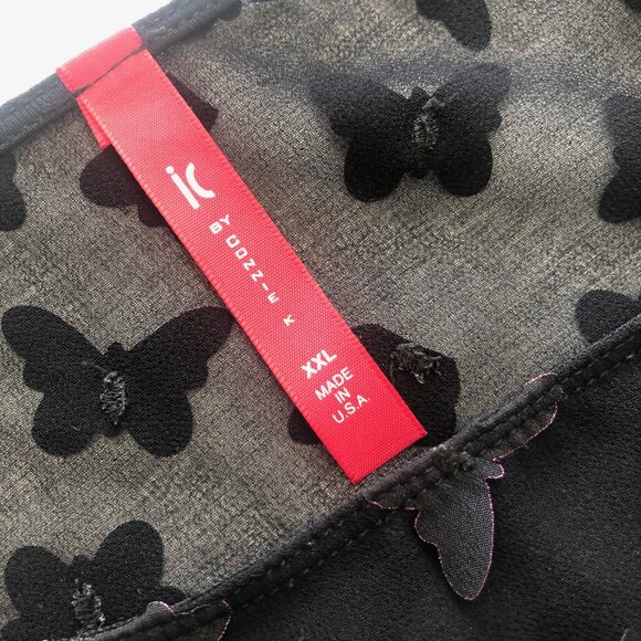 IC BY CONNIE K Black Rainbow Edges 3D Butterfly Embroidery Bell Sleeve Top Sz 2X - Picture 5 of 5